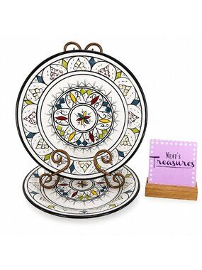 Tabletops Gallery GUADALAJARA  Multicolor Diamonds Dots Dinner Plates Set OF 2